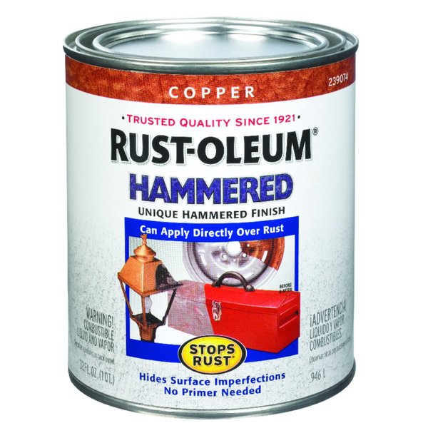 Rust-Oleum Interior/Exterior Paint, Gloss, Hammered Copper, 1 qt 239074